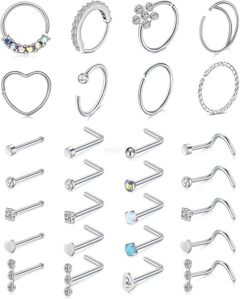 20G Nose Rings Hoops And Studs For Women Men Hypoallergenic…