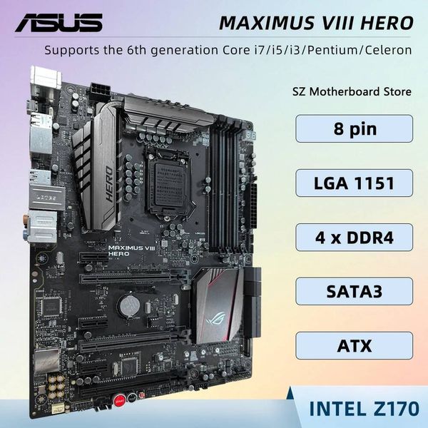 ASUS MAXIMUS VIII HERO Z170 Kit Motherboard LGA 1151 Support Intel Core I76700K I56600K I56500 DDR4 M2 ATX Mainboard