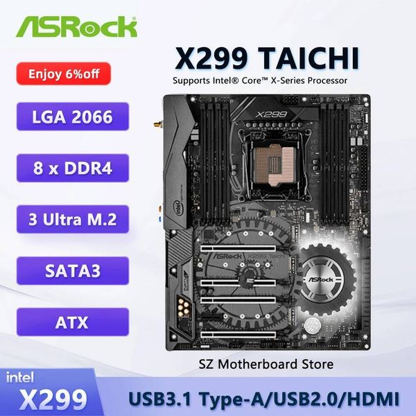 ASROCK X299 Gaming Motherboard X299 TAICHI For i910980XE i77820X Xeon W 3175X CPU Update BIOS 8DDR4 M2 ATX Mainboard