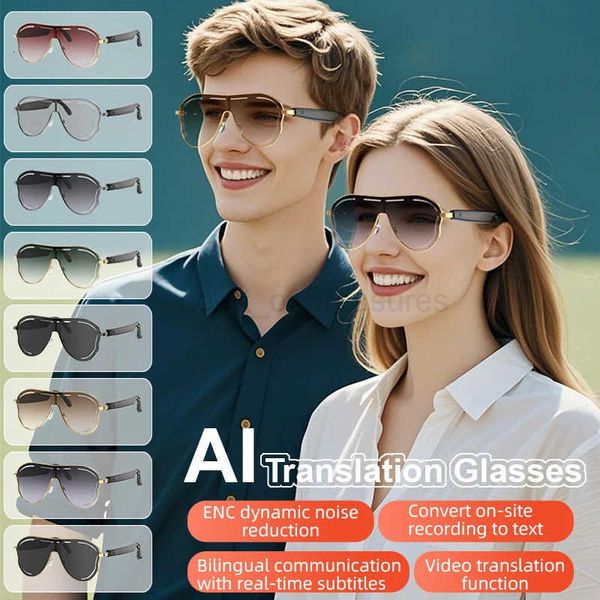 1 Translation Smart BT Glasses Call Music Headset Glasses Metal Frame Gradient Color Sport Sunglasses For Men Women M250910