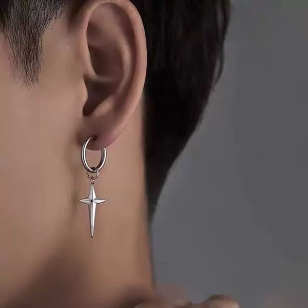 Niche Designed Trendy Circular Ear Studs with Unique Cross Motif for a Chic Look Versatile Hip Hop-Inspired Earring Set Featuring Elegant Starburst Shapes