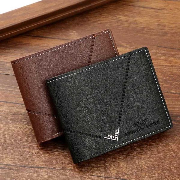 Mens Leather Wallets Casual Short Bifold Wallet Rfid Blocking Wallet Slim Minim…