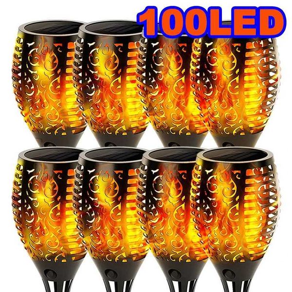 100LED Solar Garden Decor Torch Light Flickering Flame IP65 Waterproof Lawn Lights For Outdoor Patio Pathway Z250911