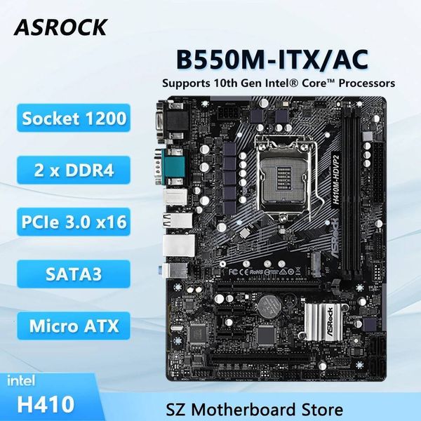 ASROCK H410 H410MHDVP2 Motherboard For Socket 1200 i510400F i310100F i710700F CPU 2xDDR4 M2 SATA3 Micro ATX Mainboard