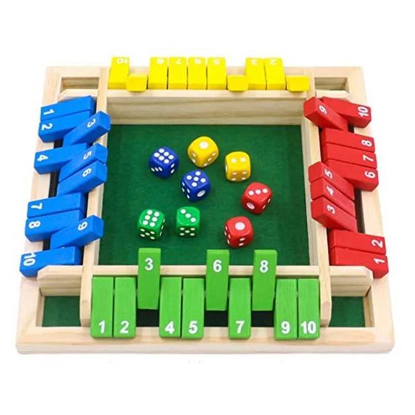 2026 New Deluxe Four Sided 10 Numbers Shut The Box Board Game Set Toy Dice Party Club Drinking Games For Adults Families L250911 Designer
