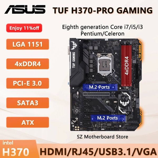 ASUS TUF H370PRO GAMING H370 Motherboard ATX LGA 1151 Support Intel Core i5 8400 9400 i7 9700 8700 i3 9100 DDR4 M2 HDMI
