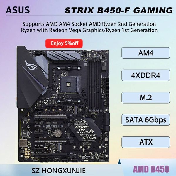ASUS STRIX B450F GAMING AM4 B450 ATX Esports Motherboard For Ryzen 753 5800X 5600X 3600 CPU DDR4 USB 31 Gen 2 NVMe M2