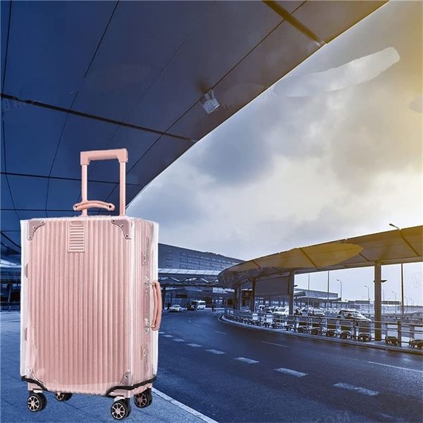 1PC PVC Luggage Cover Transparent For Travel Protective Luggage Case With Handle Dustproof Waterproof Practical 250912wwBJ