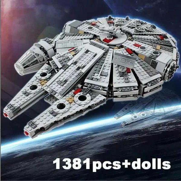 1381PCS New Ultimate Spaceship fighter Space Millennium Falcon ship model building block toy for childrens birthday par gifts Z250915