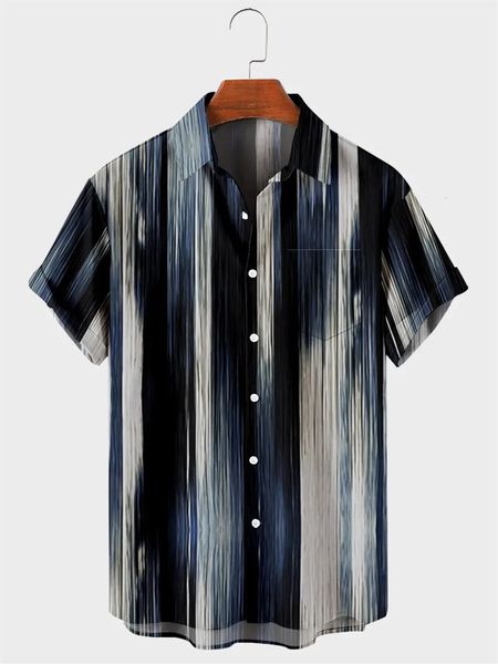 Men's Hawaiian Striped Shirts Black Printed Shirts Social Short Sleeve Casual Top Extra Large Gym Clothing Men's Vintage Fashion