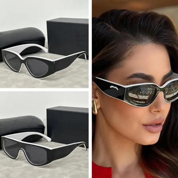 Chic French Style Designer Sunglasses Elegant Lady Black White Dual Tone Cat Ey…