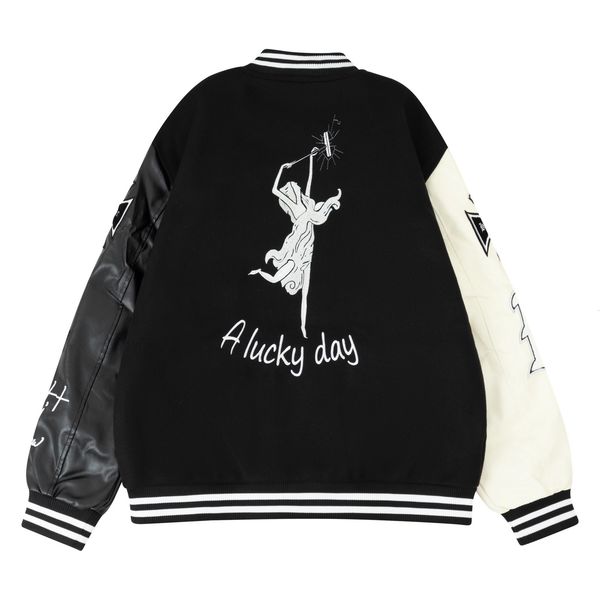 Jackets Inner Bomber Men's Plush Loose WoolLeather Varsity Baseball Coats Vintage Graphic Embroidery Jacket For FallWinter 250918