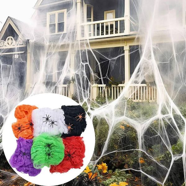 Halloween Decoration Web,Artificial Spider Web,Stretchy Cobweb With Spider,Horror Gothic Haunted House Home Decor ddmythur