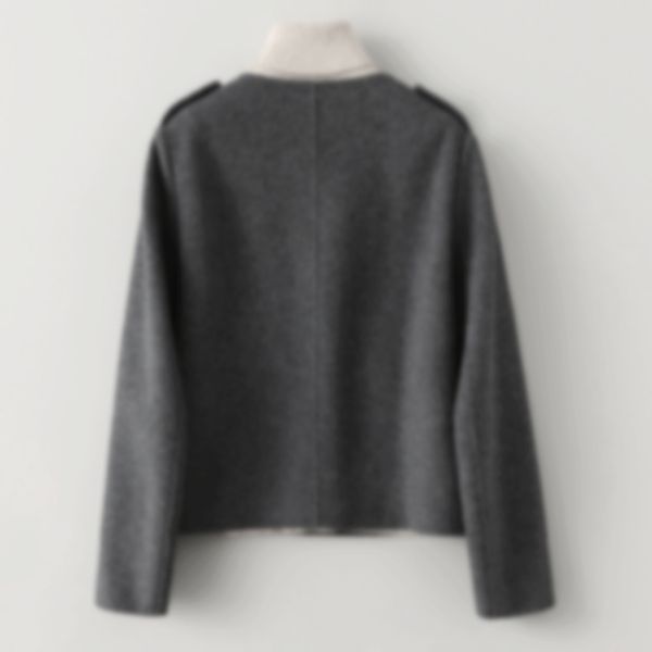 C42979 Women's short coat, spring and autumn new round neck double-faced cashmere coat, woolen coat