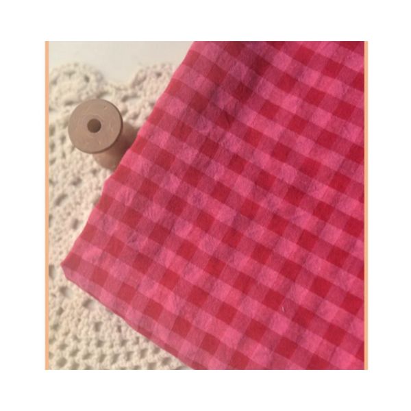 Rose Seersucker Polyester Cotton Plaid Fabric For DIY Dress Shirt Short Pants Upper Clothes Children Cloth Cardigan Material, M3