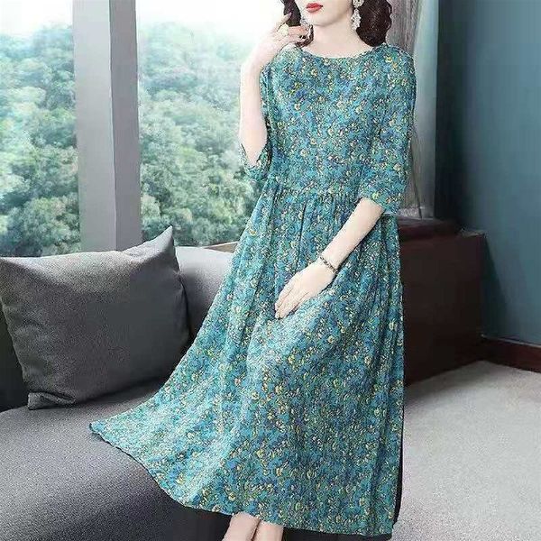 559 Summer new floral plus size women's clothing rich lady fashionable age-reducing printed dress mid-length