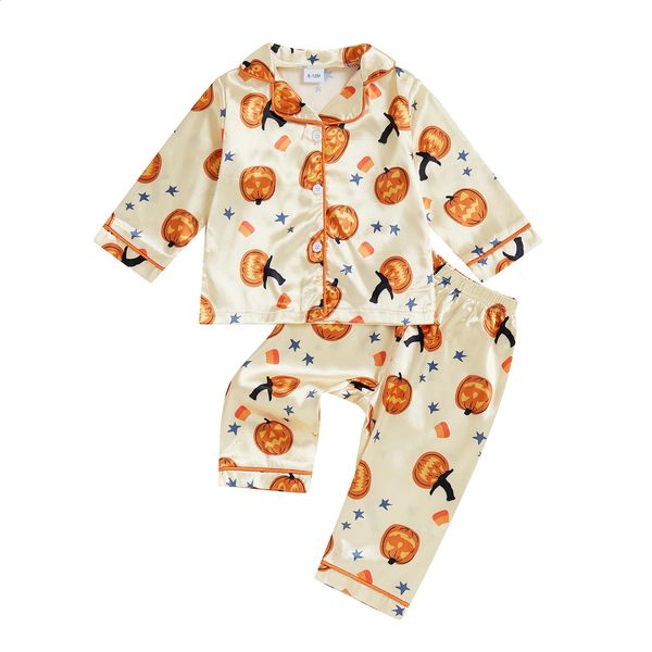 Little Toddler Halloween Pajama Set Pumpkin Print Button — compare prices at CompareOffers