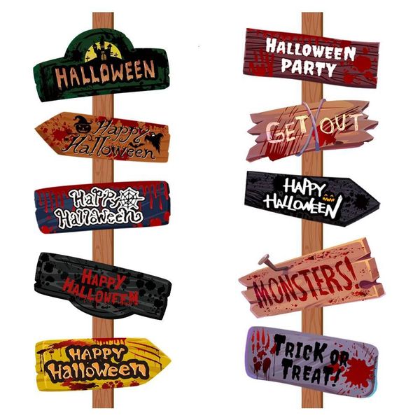 1set decor Welcome Sign Scary Themed Outdoor Yard Signs Halloween Party Home Garden Decor ddmythur