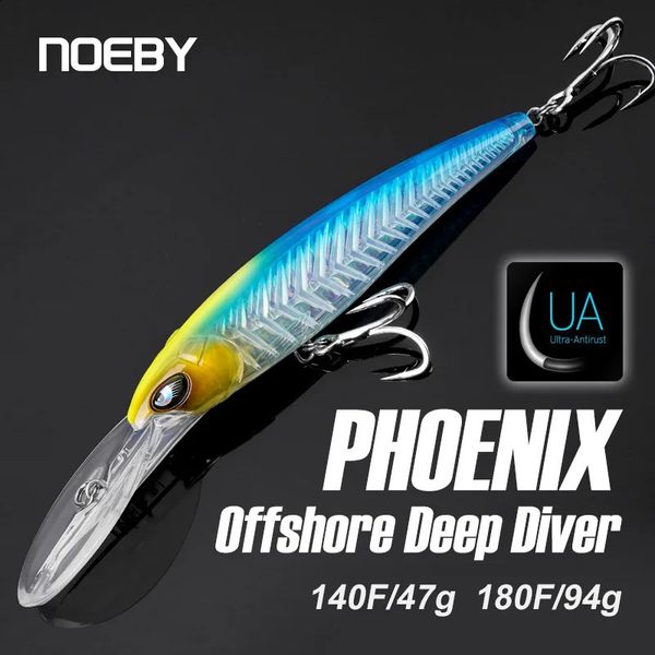 Noeby Trolling Minnow Fishing Lure 140mm 47g 180mm 94g Artificial Hard Bait Thicker Fish Bone Deep Diver Floating Fishing Lure 250920BJ