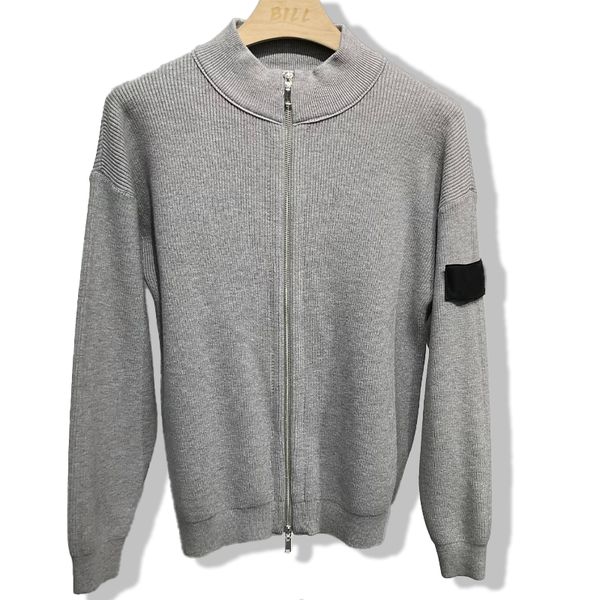 Topstoney 25ss Casual Stand up Collar Zipper Pullover Loose Knitted Jacquard Autumn and Winter Long sleeved Sweater Men's Top aa