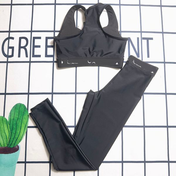 DHgate Luxury Black Tanks Tracksuits Designer Women Yoga Outfits Bra Tank Legging Sporty Tanks Top Pants Summer Gym Sportswear Tracksuit sold by DHgate