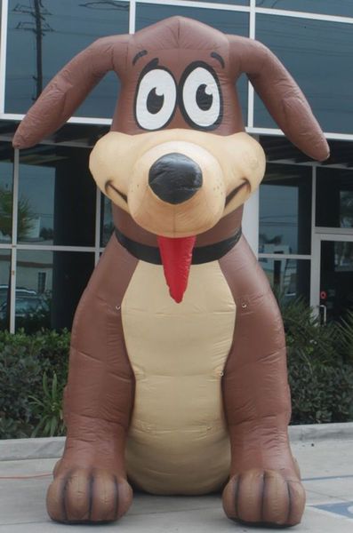 26ft high Outdoor giant brown inflatable dog with red collar,large animal cartoon for promotion events