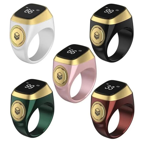 Smart Digital Tasbih Counter with 5 Daily Prayer Times Vibration Reminder, IP68 Waterproof Electronic Tally Counter Zikr Ring for Muslim Men Women