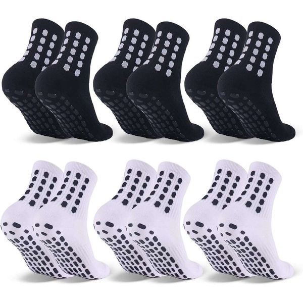 6 Pairs Kids Grip Soccer Cushioned Non Slip Football Athletic Sports Socks for Boys Girls