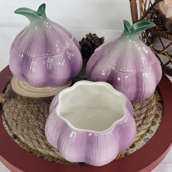 Creative Purple Garlic Ceramic Storage Jar Exquisite Kitchen Storage Container Candy Nut Jar Multifunctional Storage Box Decor 240826