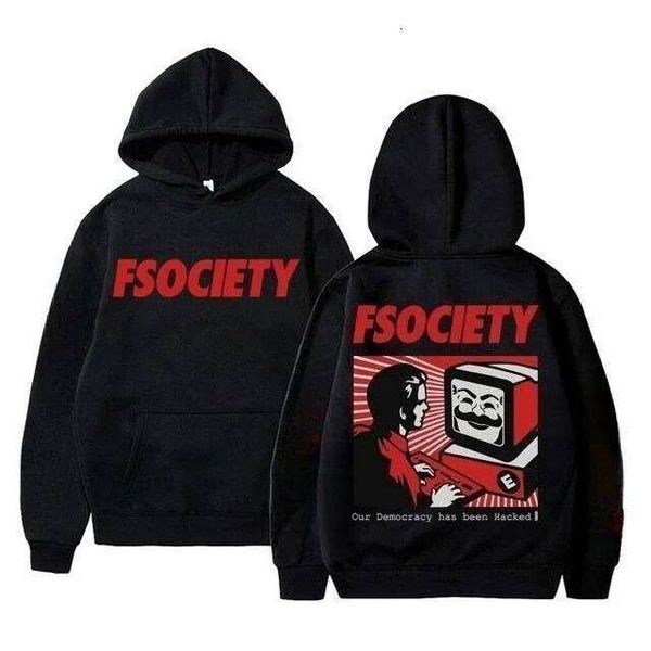 Funny Mr Robot Graphic Hoodie Men Women Vintage Fleece Cotton FSociety Hoodies F Society Hacker Geek Sweatshirt Male Streetwear
