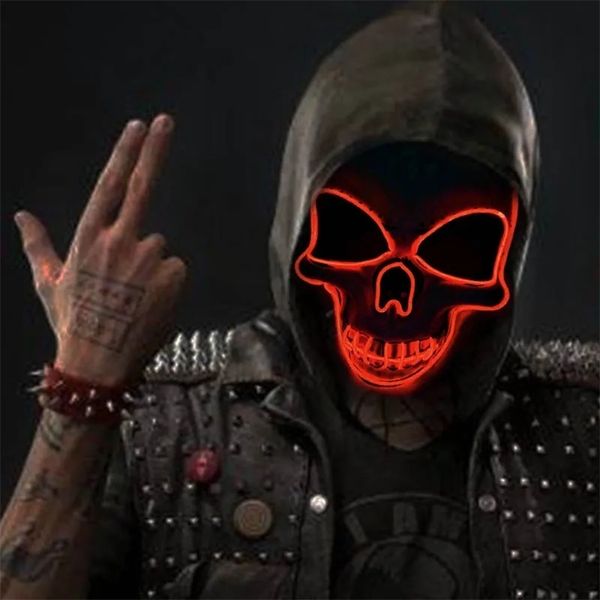 10 color options for skeleton LED masks Halloween party light props used for glowing skeleton masks cosplay costumes and supplies 240829bj