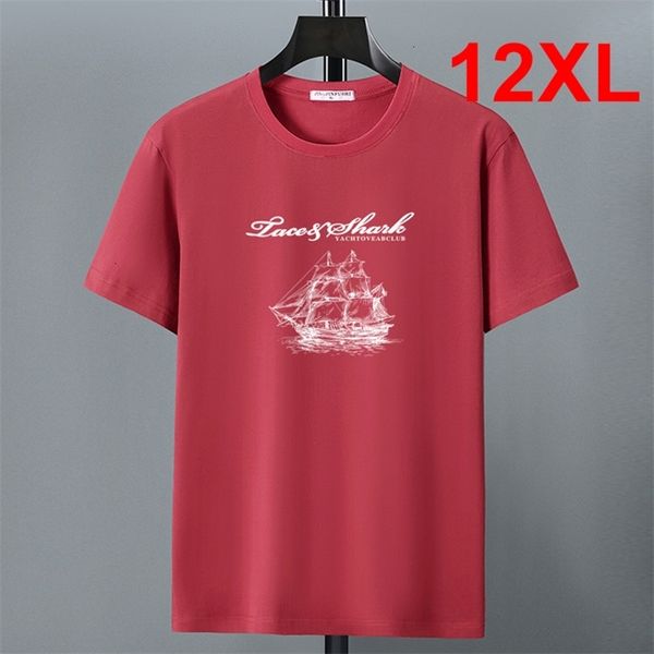 Men's T-Shirts Green T-shirt Summer Tshirt Men Cotton T Shirt 10XL 12XL Big Size Short Sleeve Tops Tees Male Print Shirt Red Grey