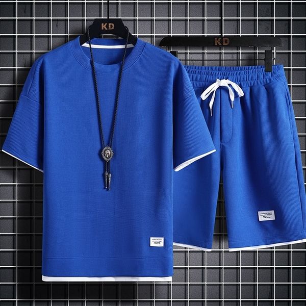 Men's Tracksuits Jogger Outfit Summer Clothes for Men Tracksuits Solid Color Tshirts Shorts Two-Piece Set Korean Youth Fashion Men Clothing 230511