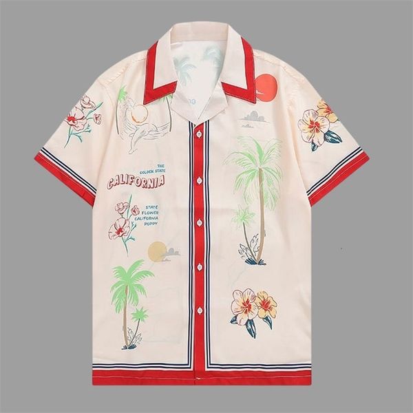 Men's Casual Shirts Spring Hawaiian Shirts Summer Shirt Men Streetwear Flower Plant Print Beach Shirt Hip Hop Casual Tropical Holiday Tops
