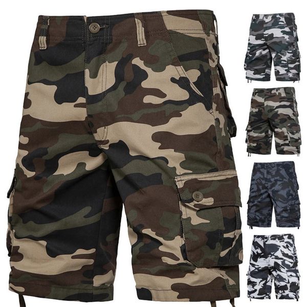 Summer Shorts Mens Trend Camouflage Overalls Baggy Casual Outdoor Sports Half Pants Side Pocket Cotton Comfortable 240416