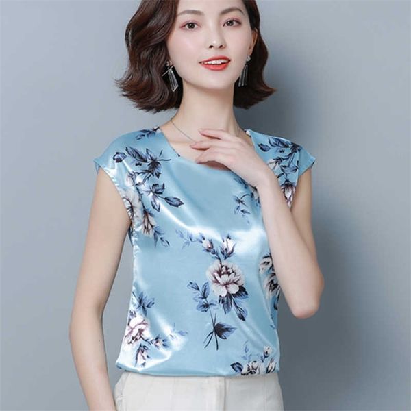 Korean Fashion Silk Women Blouses Satin Flower Batwing Sleeve White Shirts Plus Size XXXL/4XL Blusas Femininas Elegante