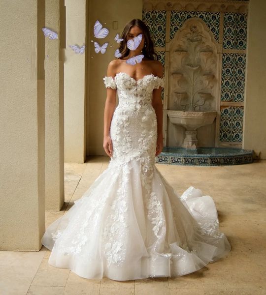 Spaghetti Straps Mermaid Wedding Dresses Appliques Lace Bridal Gowns Removable Overskirts Vestido De Novia Backless Sweep Train 01
