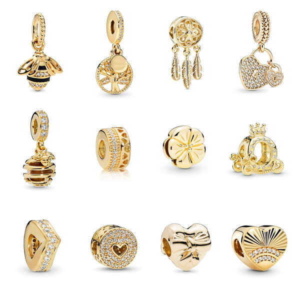 silver charm for braceletscharms New Popular 925 Sterling Silver Gold Bee Feather Tree Of Life Bella Beads Fit S925 Snake Charm Bracelet Ladies Jewelry
