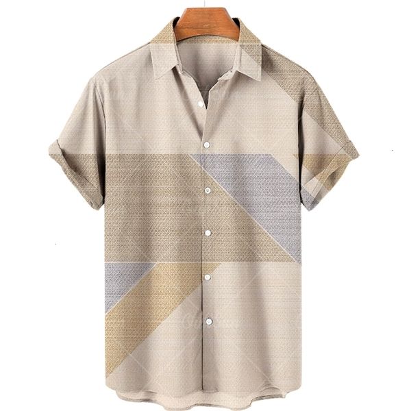 Men's Casual Shirts Men's Short Sleeve Oversized Hawaiian Shirt Casual Loose 3D Printed Short Sleeve Striped Style Large 5XL