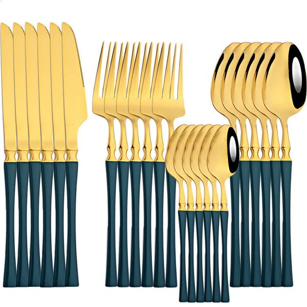 24 piece cutlery set with mirror finish stainless steel knife fork teaspoon 240827