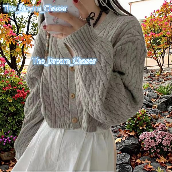 Women's Autumn Winter Long Sleeve Casual Tops Single Breasted VNeck Solid Knitted Cable Coat Lace Short Sweater Cardigan