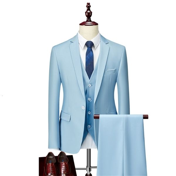 Men's Suits Blazers Men Slim Business Casual Suits Dress Three-piece Set Jacket Pants Vest / Male Wedding Groom Blazer Coat Trousers Waistcoat Suits