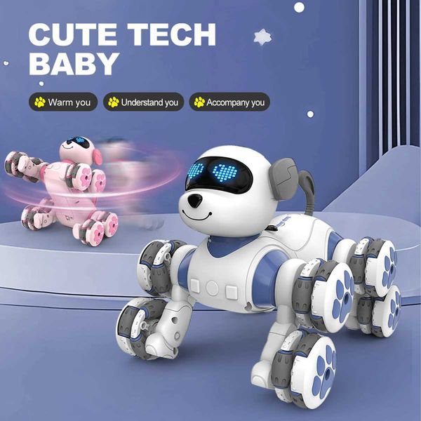 Remote Control Dog Toys Eight Wheeled Stunt Intelligent Robot Dog Interactive Electronic Pet Programming Model Gifts for Kids X250925