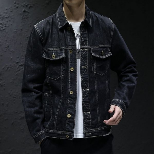 Men's Jackets Denim Jacket Men Black Jeans Jackets Coats Causal Streetwear Bomber Jacket Men's Turn Down Collar Outerwear Plus Size M-5Xl