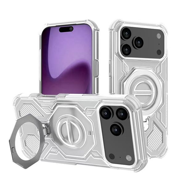 Phone case suitable for Apple series phone cases features an airbag shockproof iPhone 17 stand and a magnetic color transparent phone case