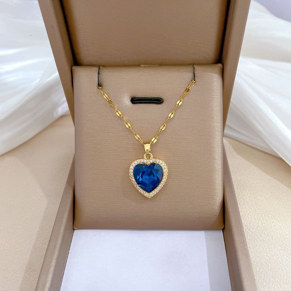 Heart Elegant Gorgeous Full Dia Necklace for Women Internet Celebrity Versatile Collarbone Chain