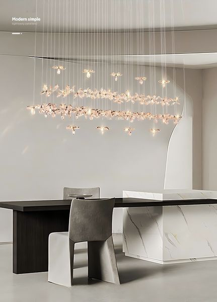 2025 New Italian Designer-Style Creative Restaurant Crystal Chandelier For Modern Luxurious Upscale And Grand Villas - Island Table Dining Room Bar Counter Lighting