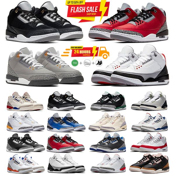Basketball Shoes 3s Designer Shoes Black Cats Cherry Thunder metallic White Cement Reima gined Blue UNC Flu Pure Money Dark Mocha Game Outdoor Men Sports CT8532-106