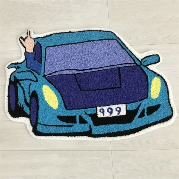 Carpet Sports Racing Car Shape Rug Boy Living Room Bedroom Decor Embroidered Non slip Floor Mat Doormat Drop 230414