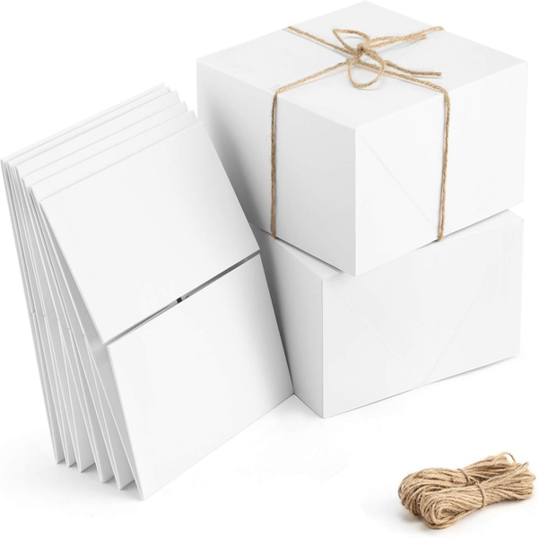Premium Gift Box White Paper Gift Box with Hemp Rope Suitable for Christmas Gifts Bridesmaid Proposal Boxes Easy-to-Assemble Box